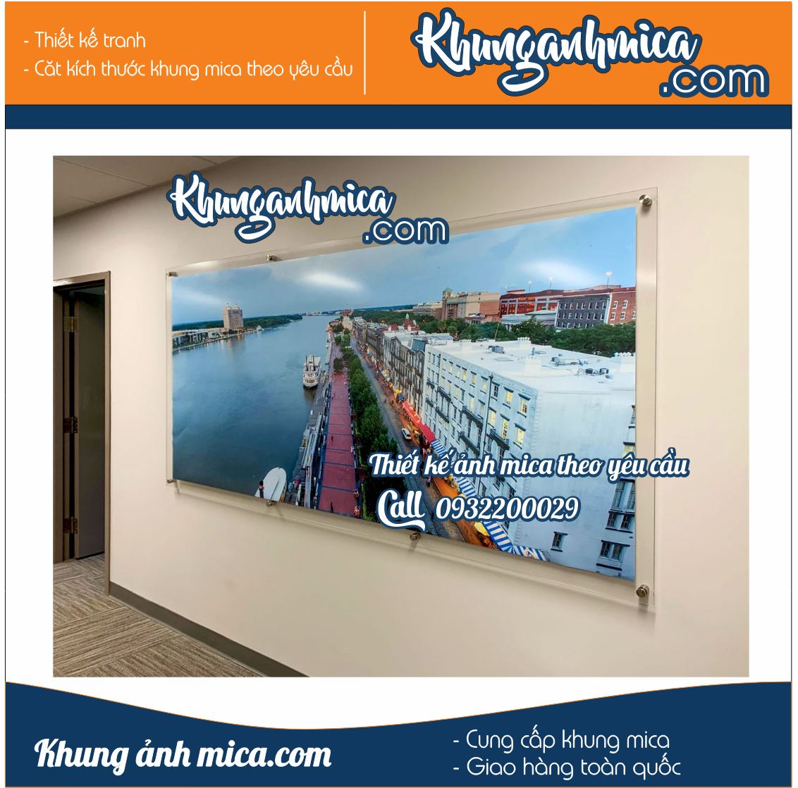 Khung gắn tường làm từ 1 tấm hay 2 tấm mica