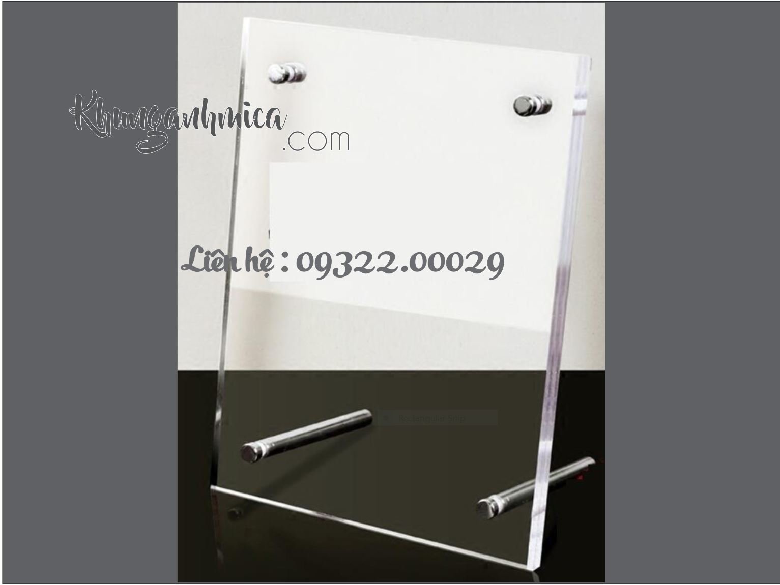 Khung mica không chân có thể để ngang hay đứng