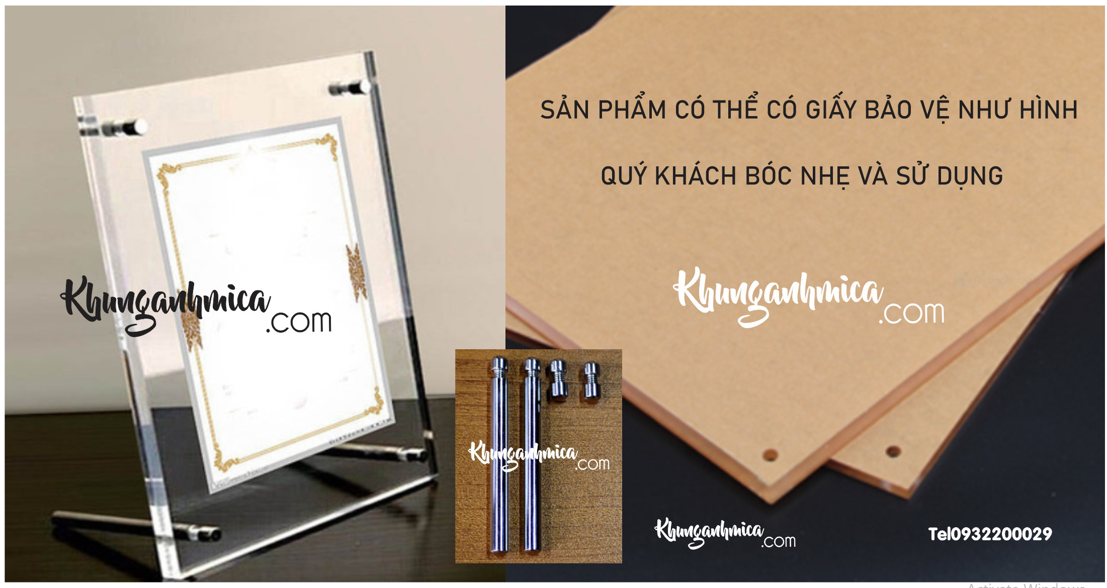 Khung mica để ảnh có sẵn không