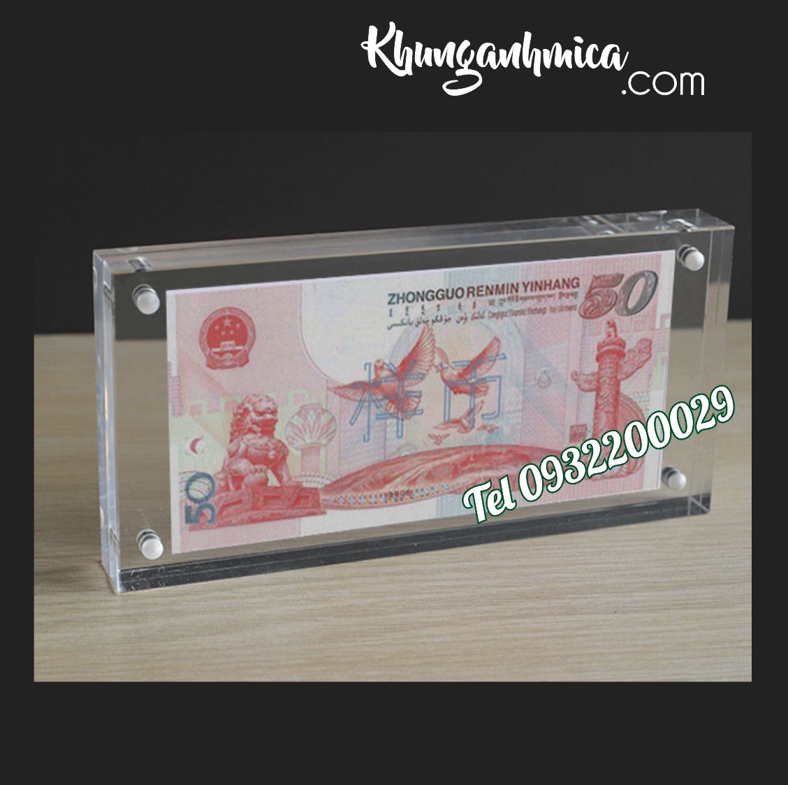 Khung để bàn trưng bày tiền vừa khổ