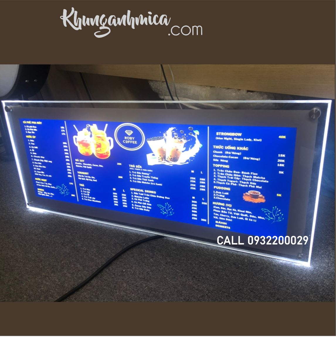 Khung menu led làm theo kích thước