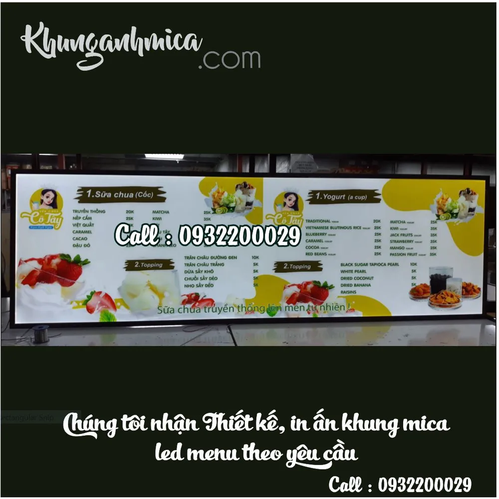 Menu trà sữa treo tường 40x120cm