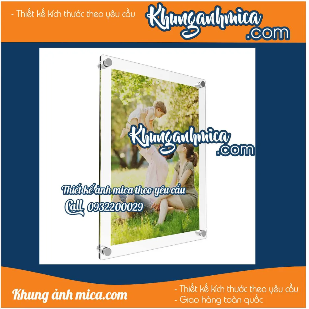 Thiết kế khung mica treo tường 50x70 cm 