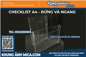 Khung mica treo tường checklist A4 ngang và đứng