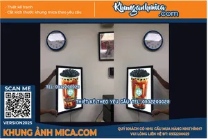 Khung mica menu led kích thước 50x70 cm cho quán trà sữa