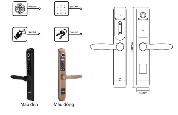 Khóa Vân Tay Kaimi CN101 Chính Hãng - Vân tay, mã số, thẻ từ, chìa cơ.