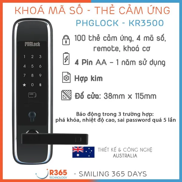 Khóa mã số - thẻ cảm ứng PHGlock KR3500