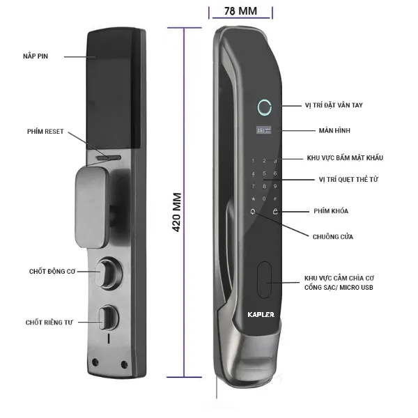 Khóa Cửa Vân Tay Kapler KL - 610 App