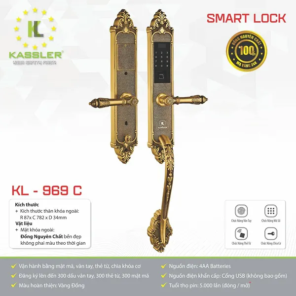 Khóa cửa vân tay tân cổ Kassler KL - 969R