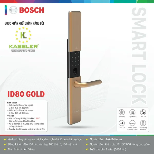 Khoá Vân Tay Bosch ID80 - Màu Đen