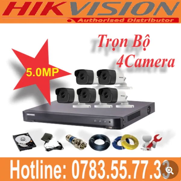 Trọn Bộ 04 Camera Hikvision 5.0mp