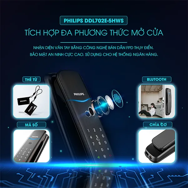 Khóa cửa vân tay Philips DDL702E-5HWS