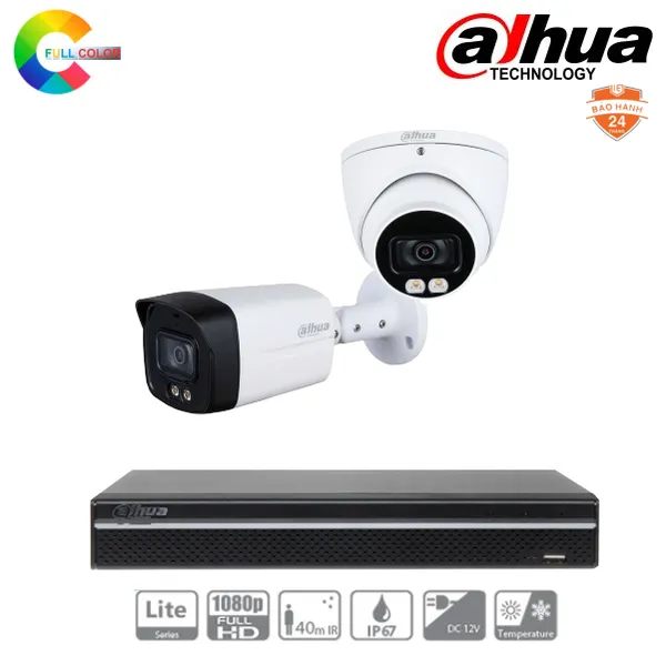 Trọn Bộ 2 Camera Dahua Full Color 2MP [Màu Ban Đêm]