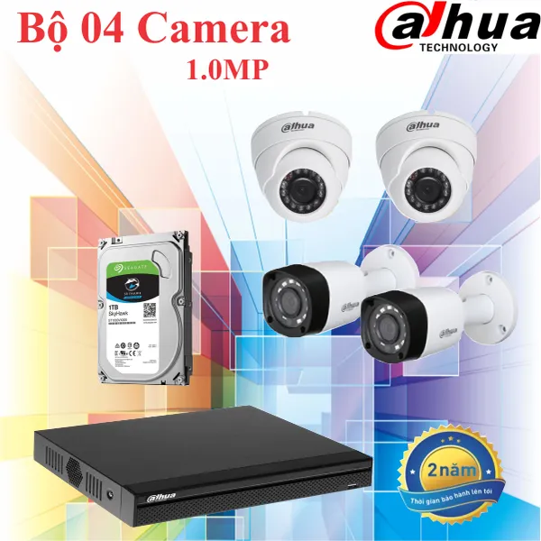 Trọn Bộ 04 Camera Dahua 1.0MP Chính Hãng