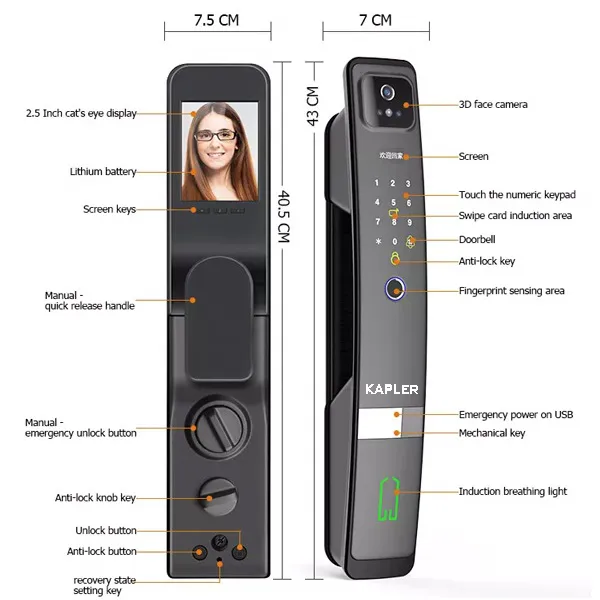 Khóa Cửa Nhận Diện Khuôn Mặt Kapler KL-710F