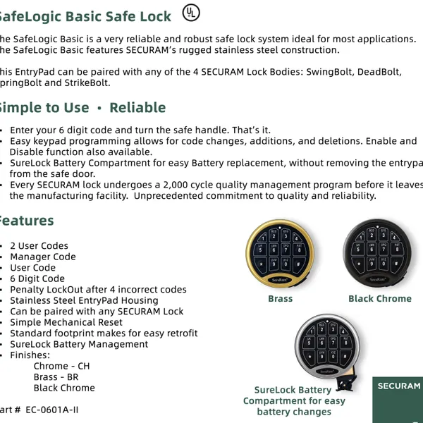 Khóa Cửa Vân Tay Securam Safelogic Basic