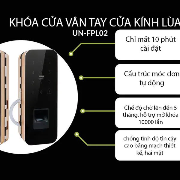 Khóa vân tay cửa kính UN-FPL02