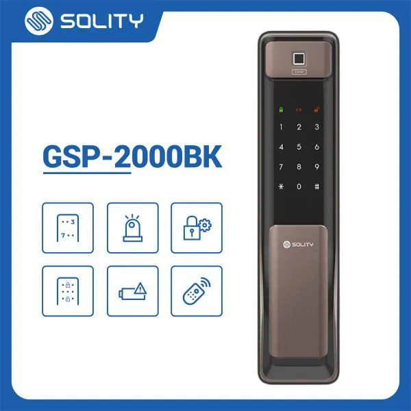 Khóa Cửa Vân Tay Solity GSP-2000BK DS (Đen bạc)