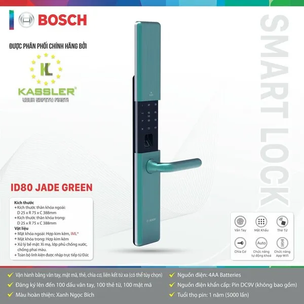 Khoá Vân Tay Bosch ID80 - Màu Đen