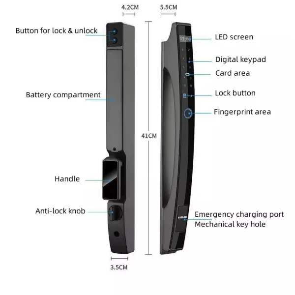 Khóa Vân Tay Cửa Nhôm Kapler KL-212BL