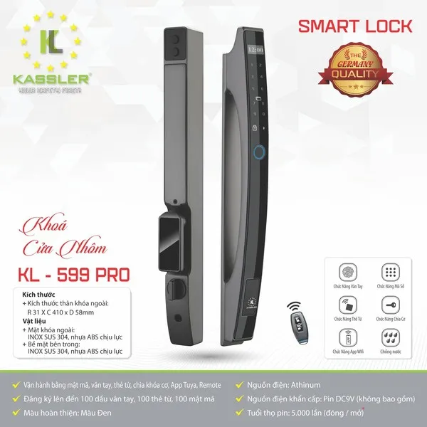 Khóa Vân Tay Cửa Nhôm Kassler KL-559Pro