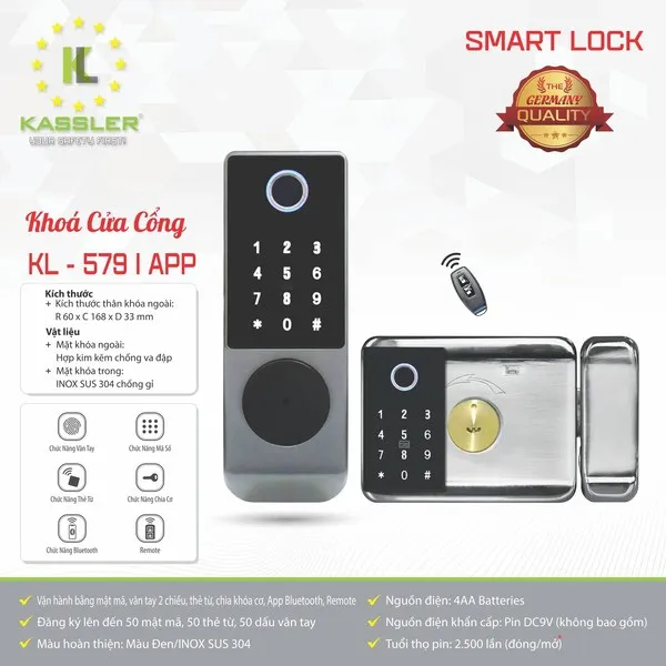 Khóa Cổng Vân Tay Kassler KL579I