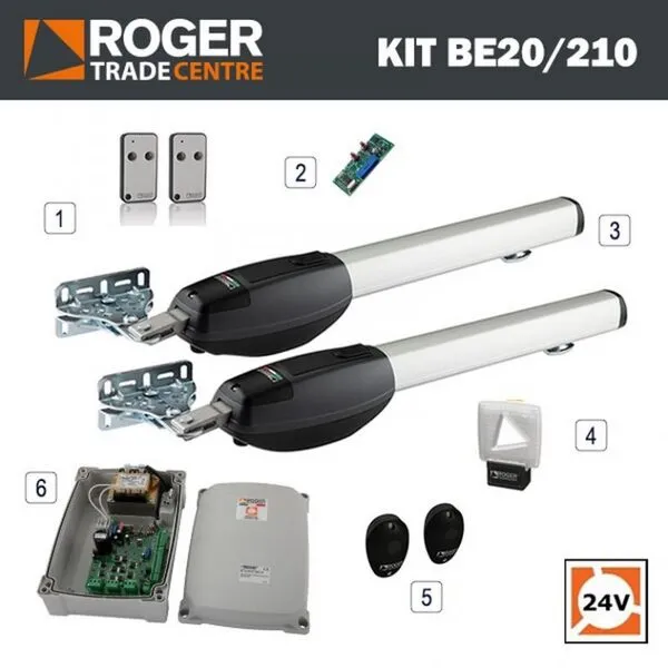 Motor Cổng Tay Đòn Roger BE20-210 24v 300kg Italia