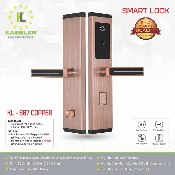 Khóa cửa điện tử KASSLER KL-667 Copper
