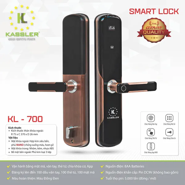 Khóa cửa vân tay KASSLER KL-700