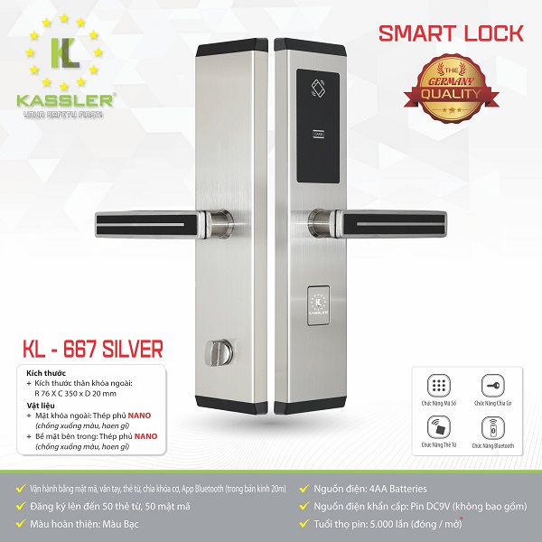 Cung Cấp & Lắp Đặt Khóa KASSLER KL-667 Silver [Giảm 20% Ngay Hôm Nay]
