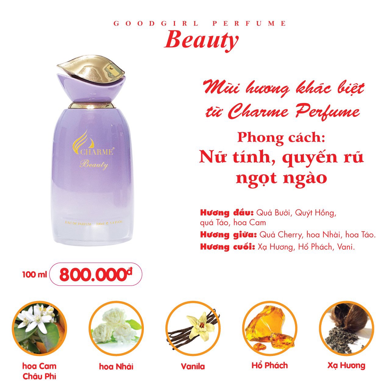 Nước Hoa Charme Beauty 100ml Nữ Chính Hãng