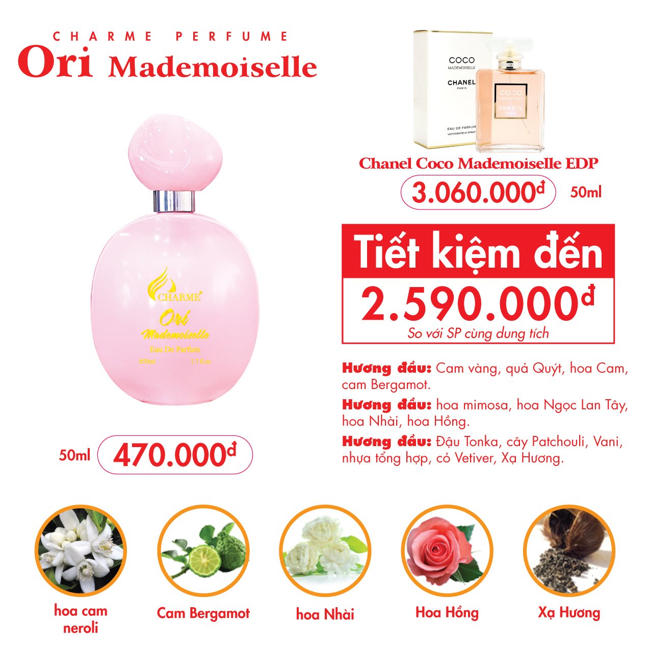 Nước Hoa Charme Ori Mademoiselle 50ml Nữ Chính Hãng