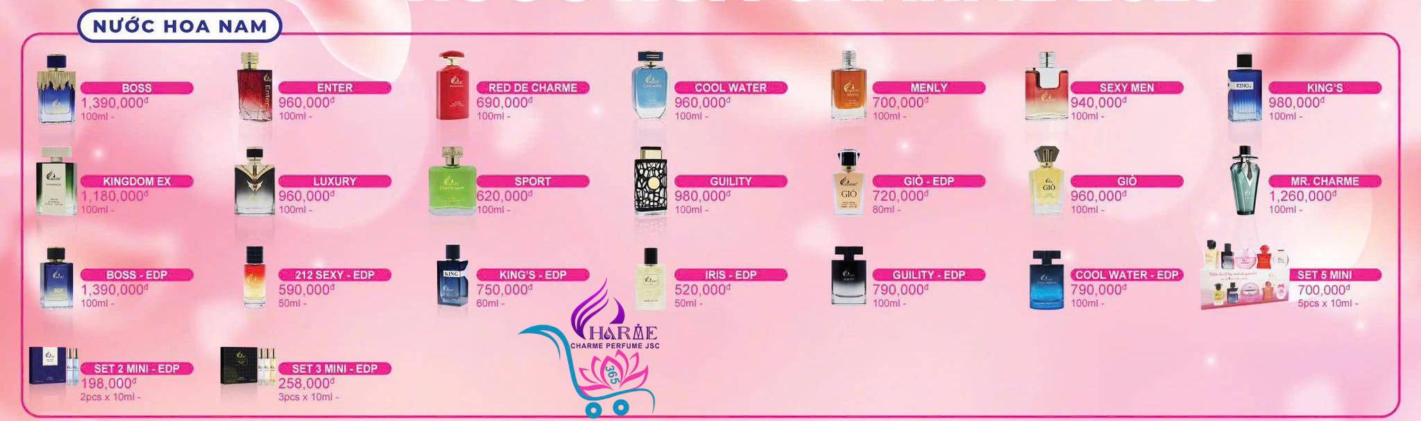 Bảng Giá Nước Hoa Charme Nam 2025 Mới Nhất