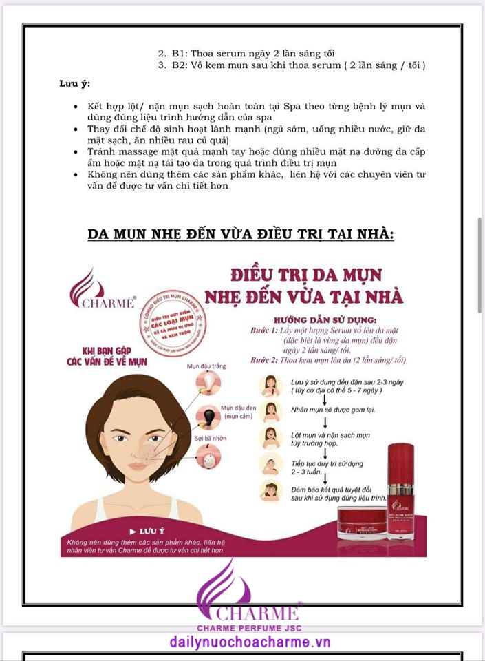 Bộ Combo Kem Trị Mụn Charme Và Serum Trị Mụn Charme Thông Đỏ