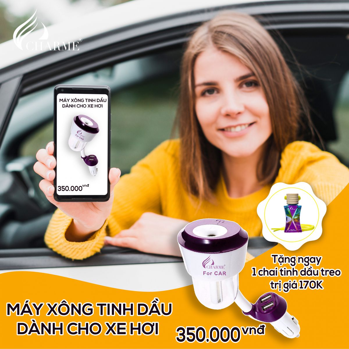 Máy Khuếch Tán Tinh Dầu Xe Hơi Charme