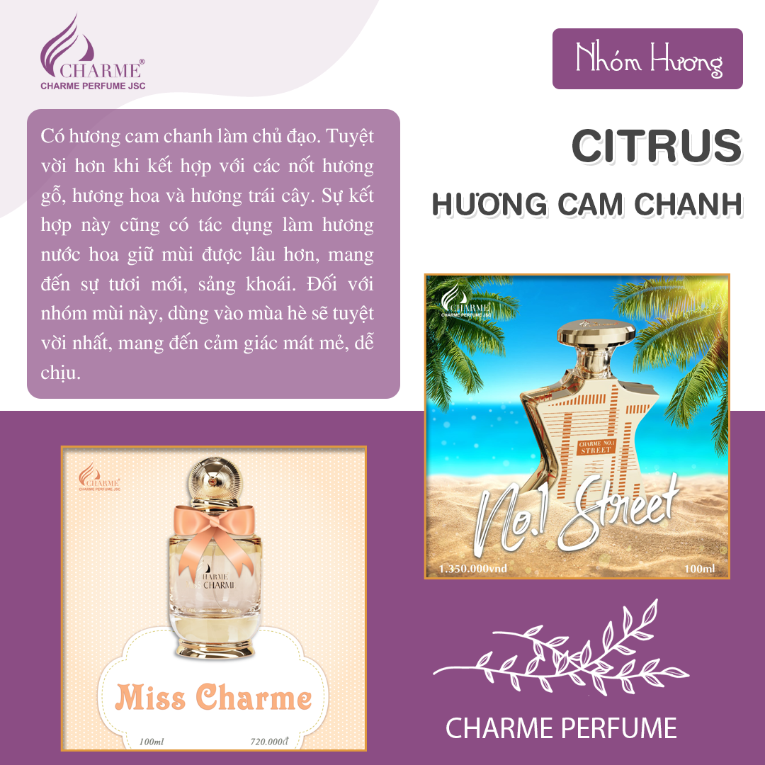 Nhóm Hương Nước Hoa Citrus: Hương cam chanh