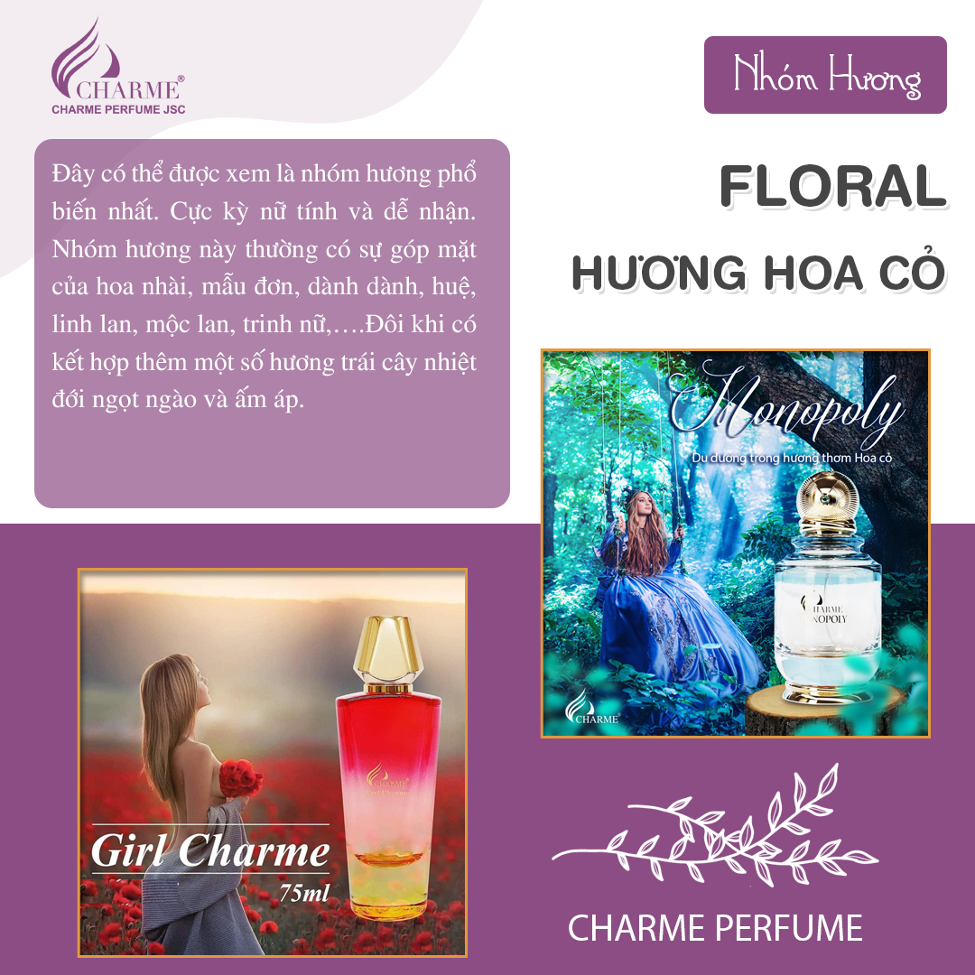 Nhóm Hương Nước Hoa Floral: Hương hoa cỏ