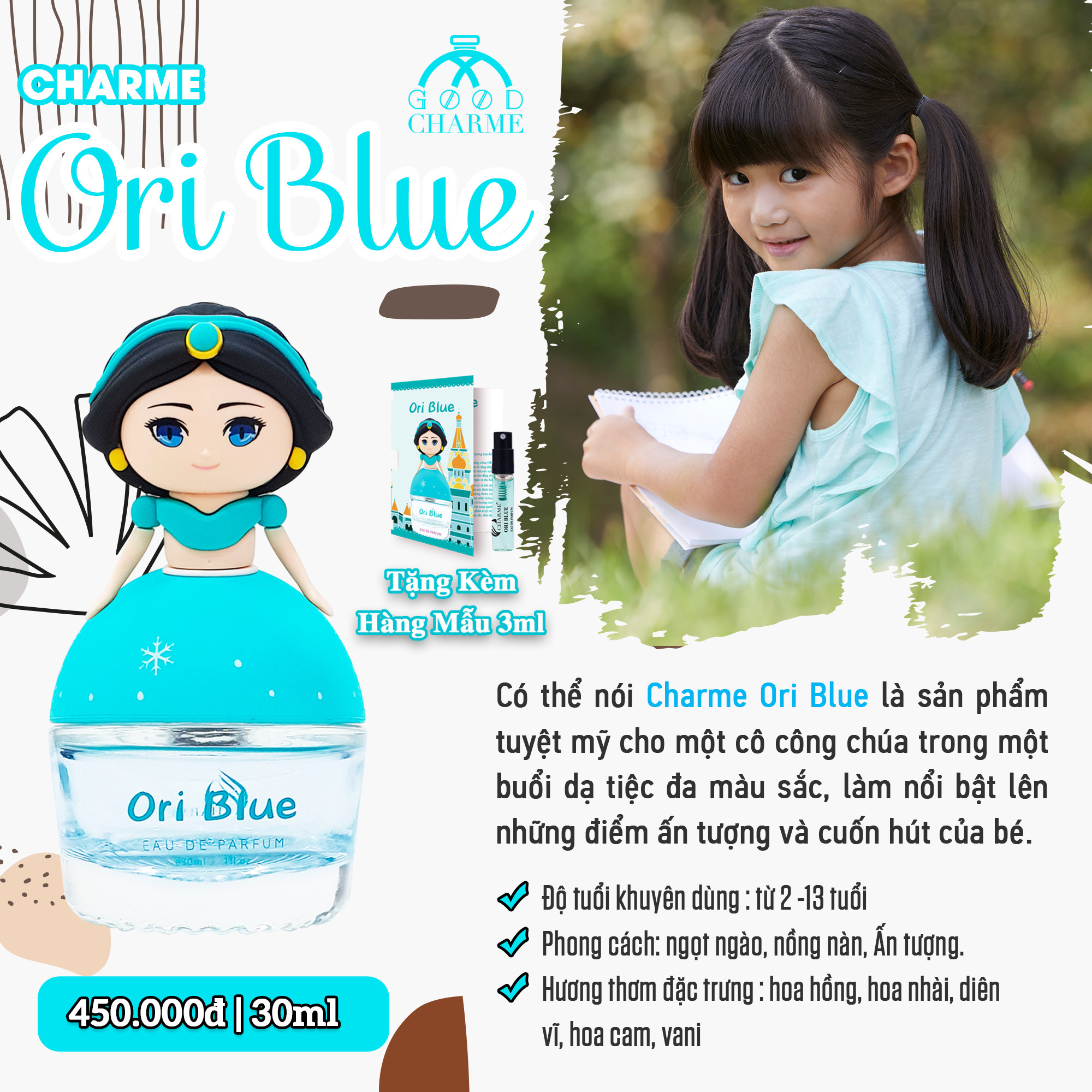 Nước Hoa Bé Gái Charme Ori Blue