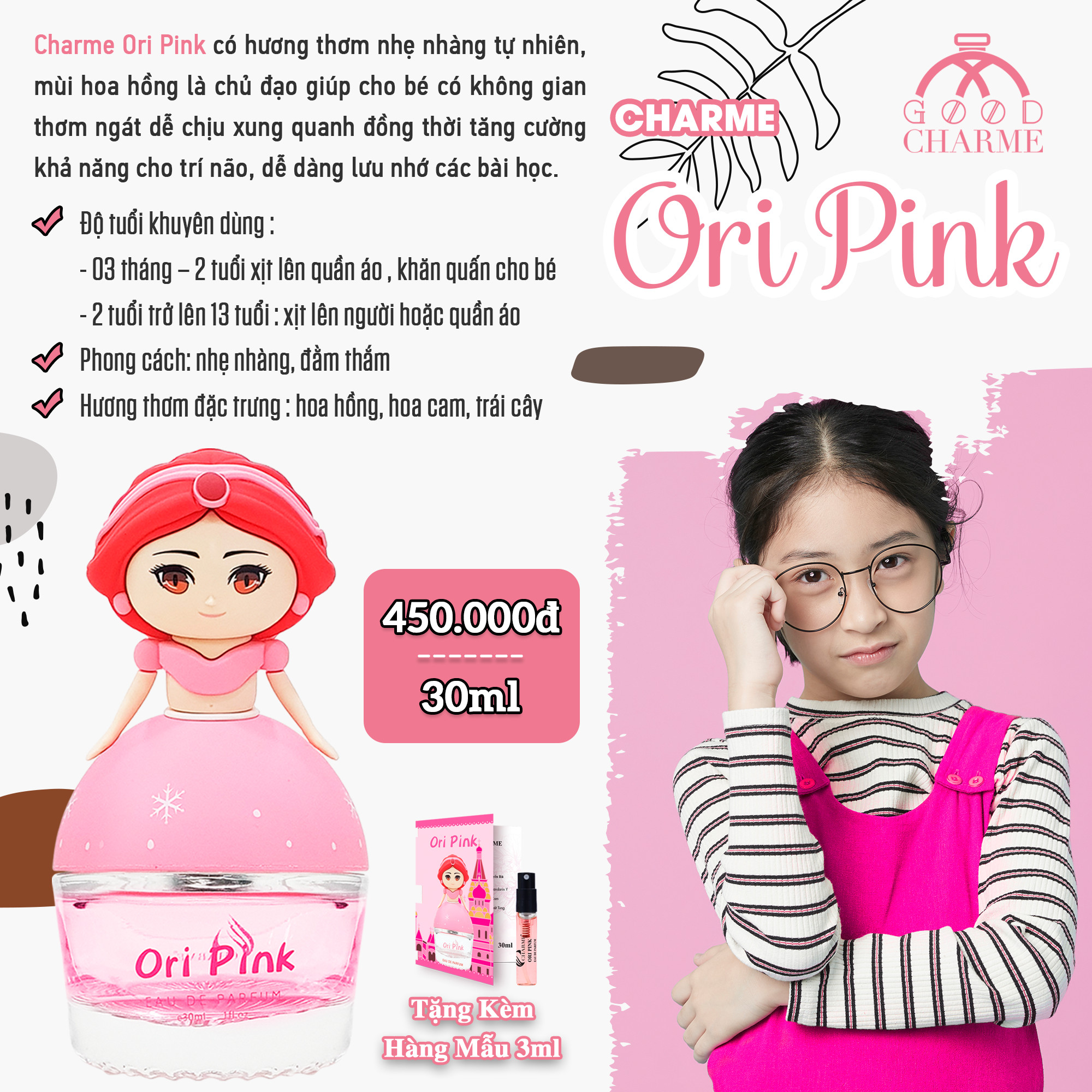 Nước Hoa Bé Gái Charme Ori Pink