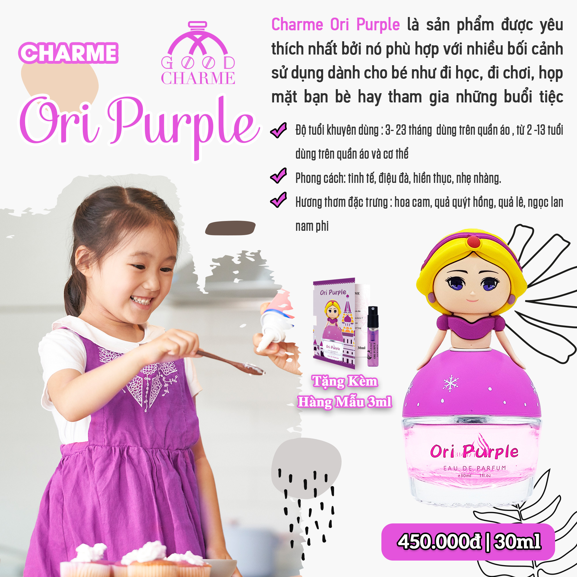 Nước Hoa Bé Gái Charme Ori Purple