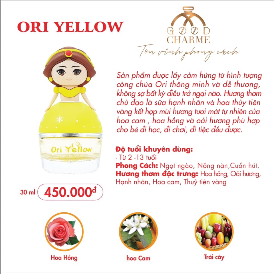 Nước Hoa Bé Gái Charme Ori Yellow