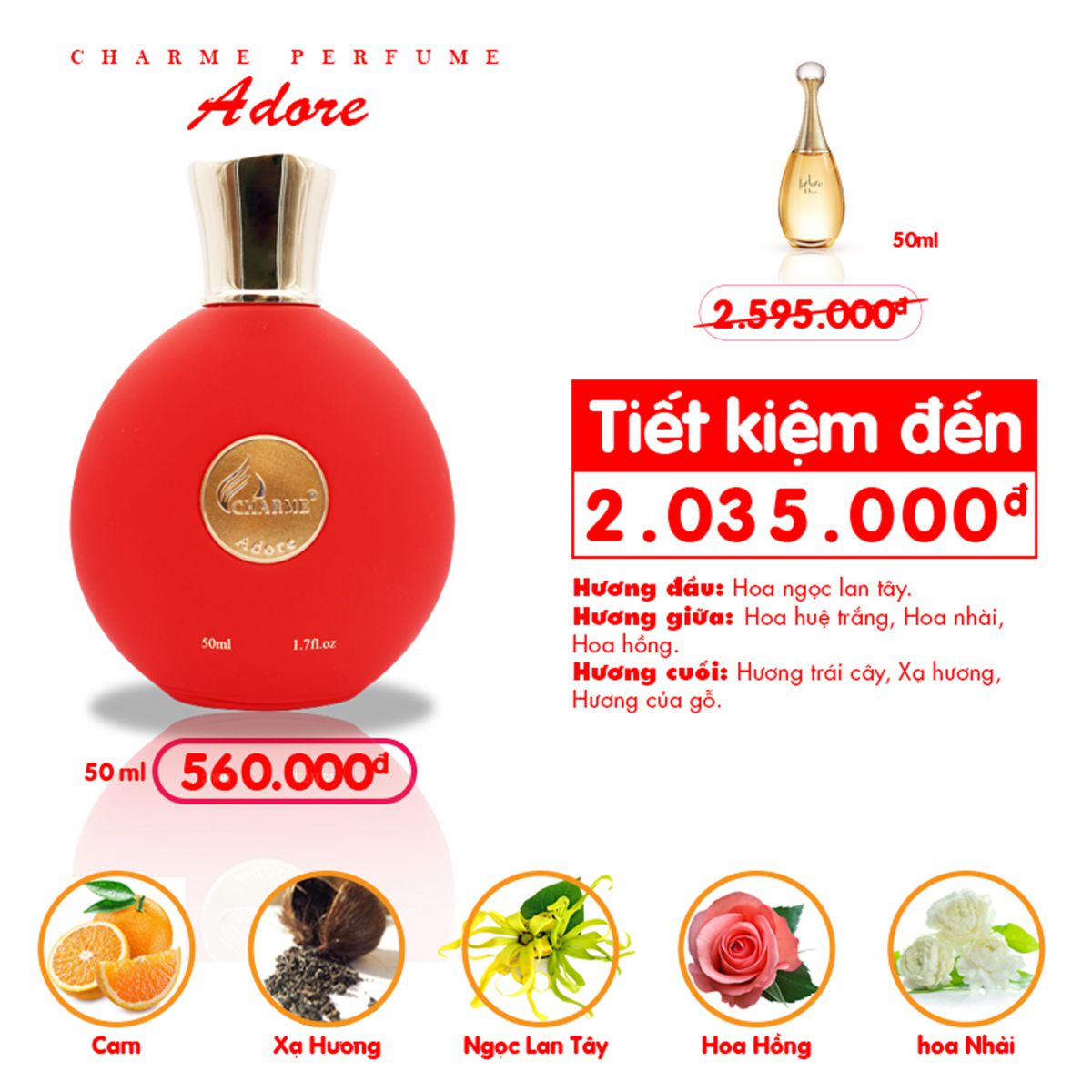 Nước Hoa Charme Nữ - Charme Adore 50ml
