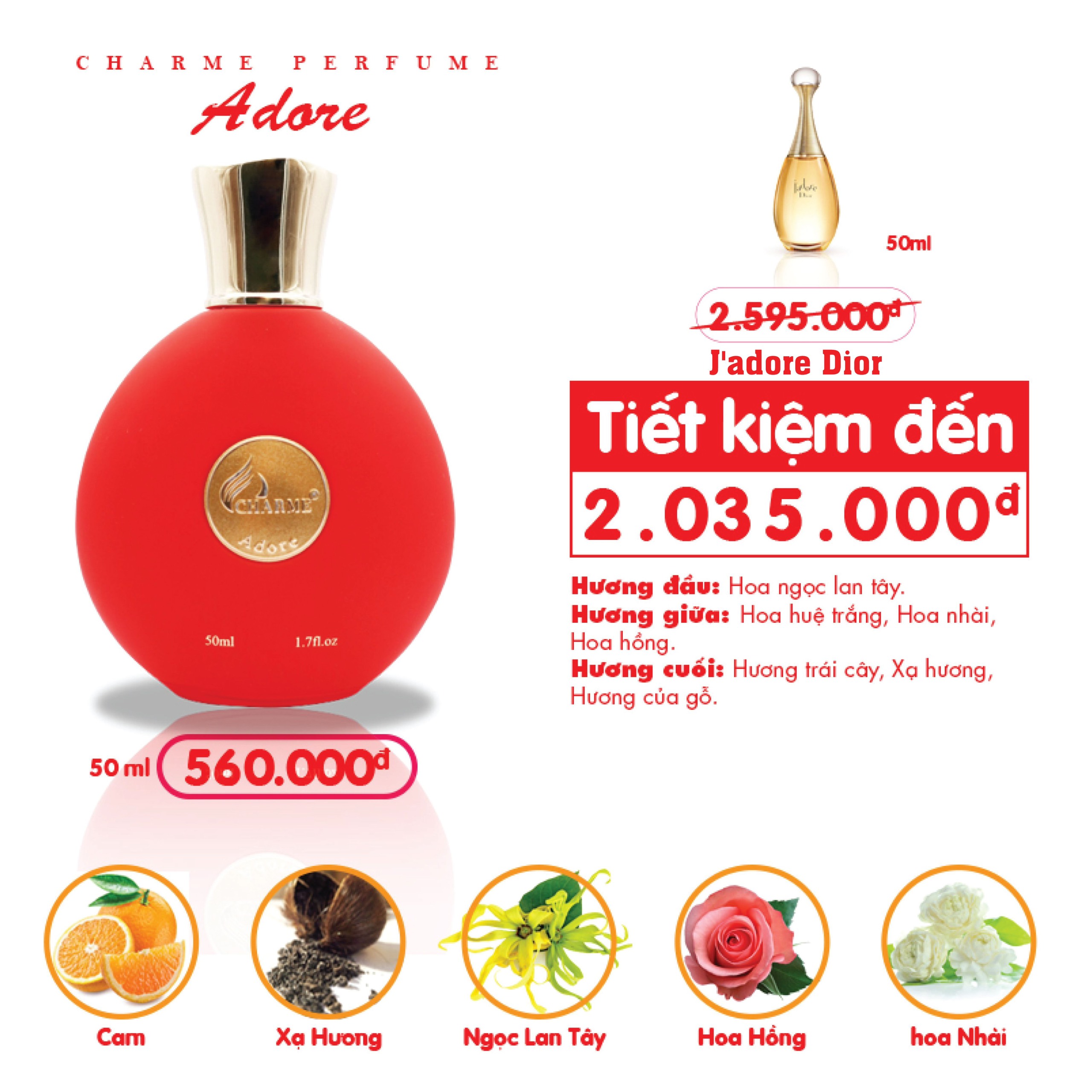 Nước Hoa Charme Adore 50ml Nữ Chính Hãng