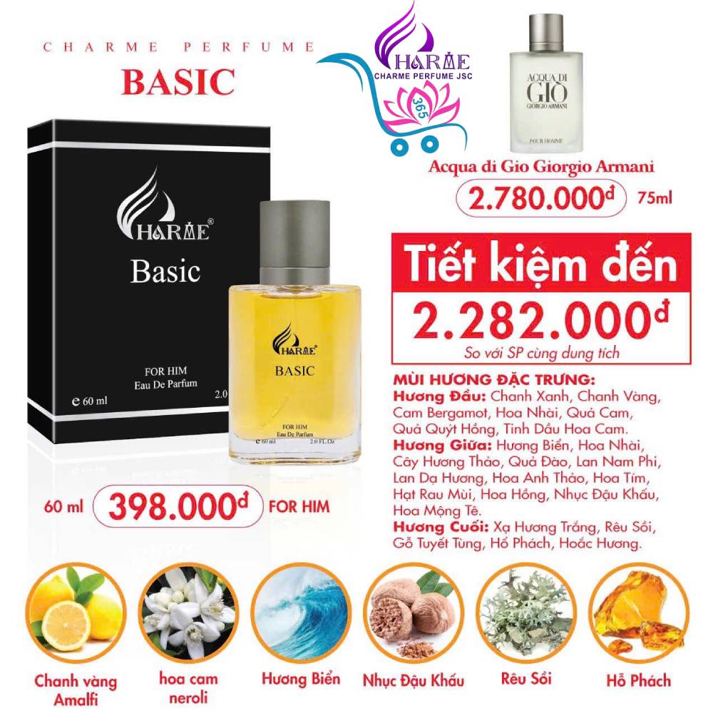 Nước Hoa Charme Basic 60ml Nam Chính Hãng