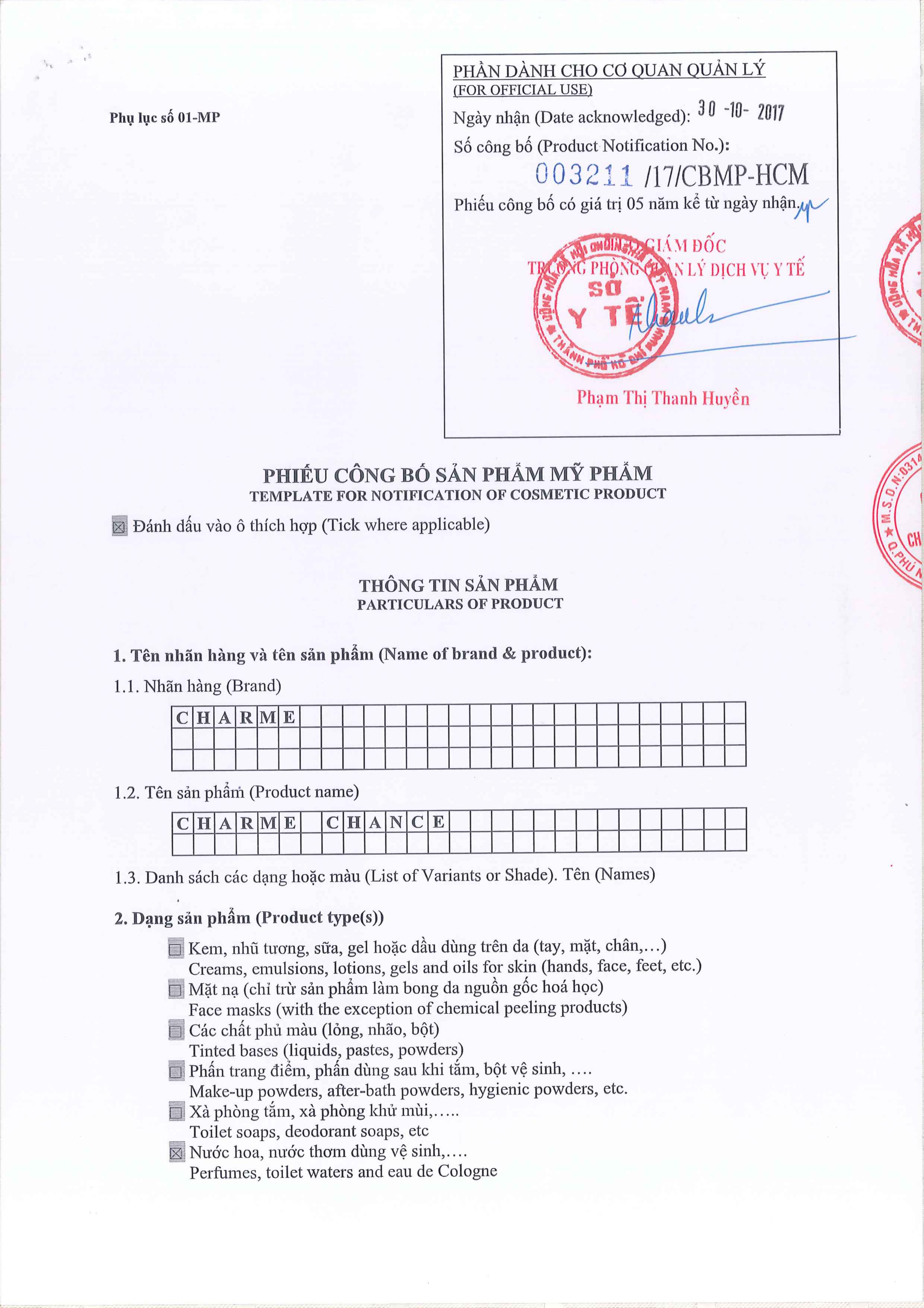 Nước Hoa Charme Chance 30ml Nữ Chính Hãng