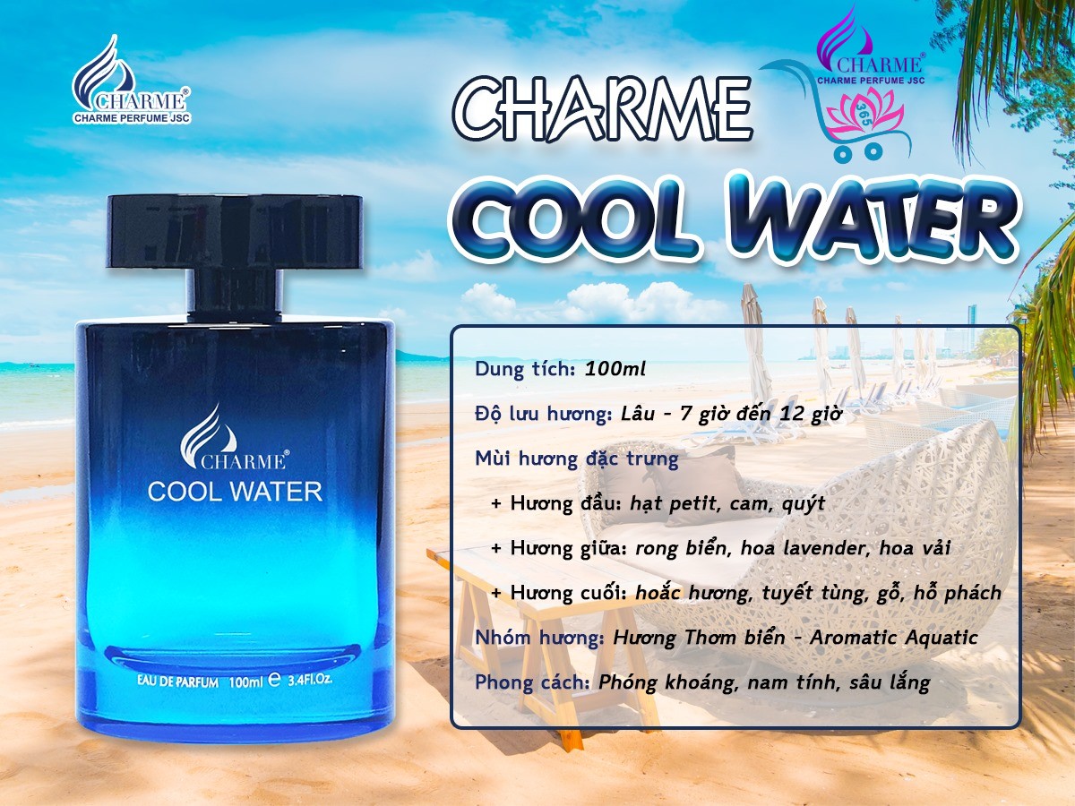 Nước Hoa Charme Cool Water 100ml Nam Chính Hãng