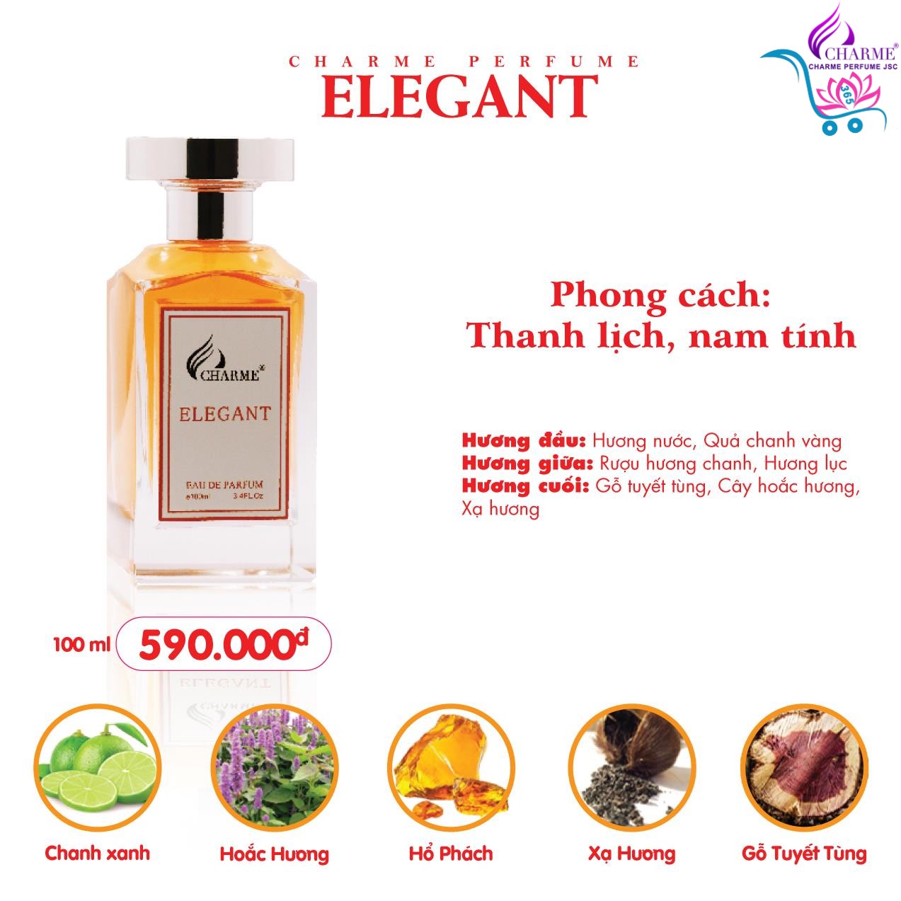 Nước Hoa Charme Elegant 100ml Nam Chính Hãng