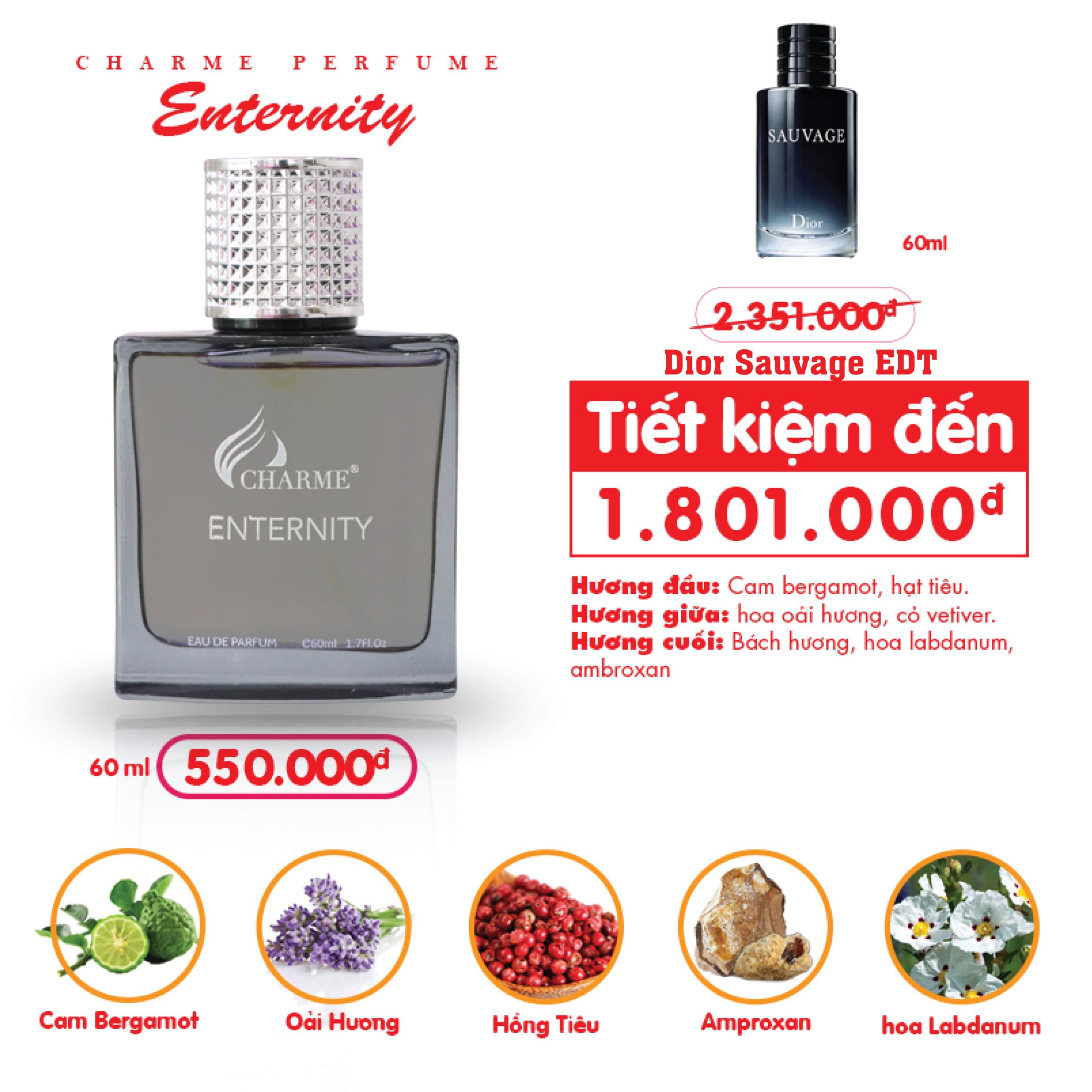 Nước Hoa Charme Enternity 60ml Nam Chính Hãng