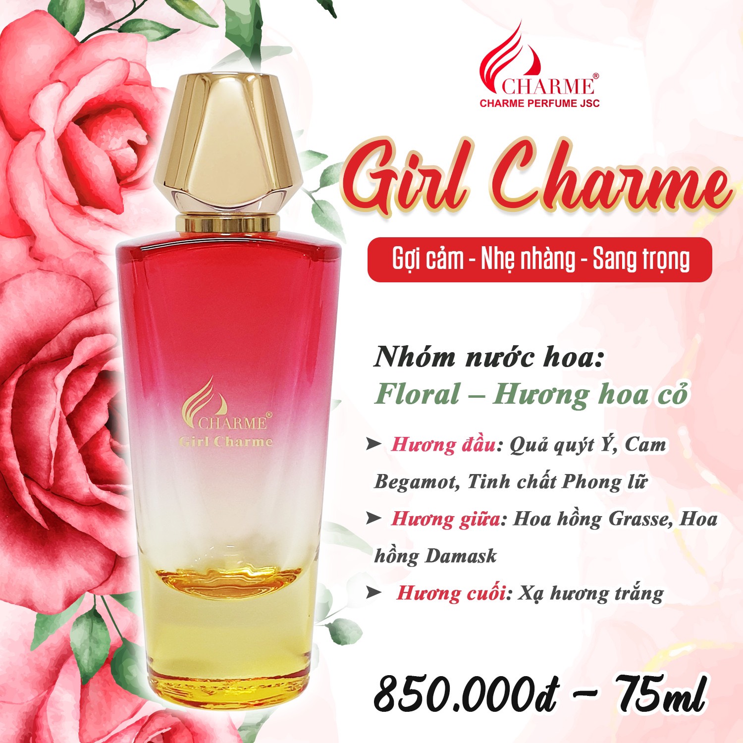 Nước Hoa Charme Girl Charme 75ml Nữ Chính Hãng