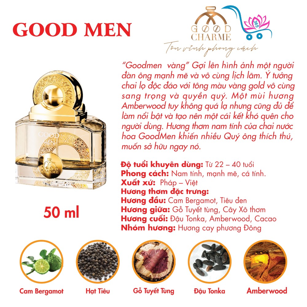 Nước Hoa Charme Good Men 50ml Màu Vàng Nam Chính Hãng